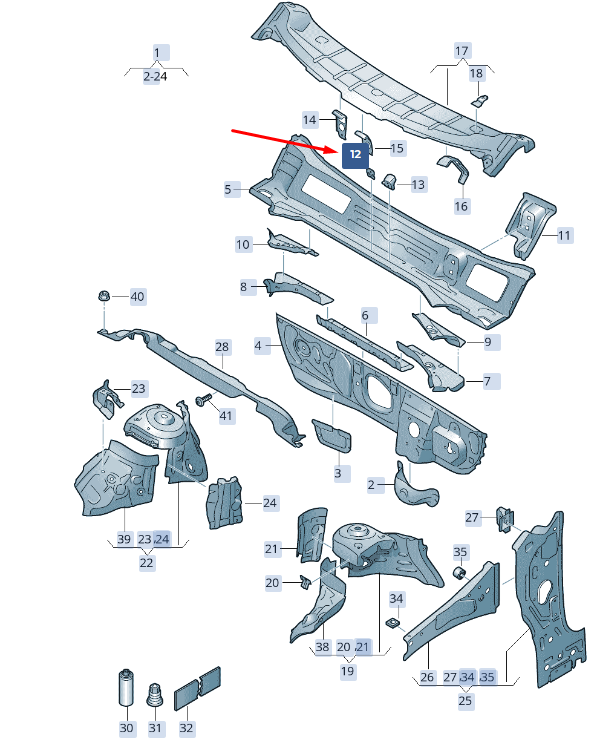 new skoda kamiq nw4 water box front cross panel bracket 6f0805323 original