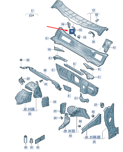 new skoda kamiq nw4 water box front cross panel bracket 6f0805323 original