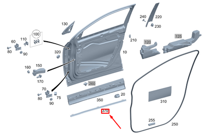 new mercedes-benz gla h247 front left door cover strip a2477273501 original