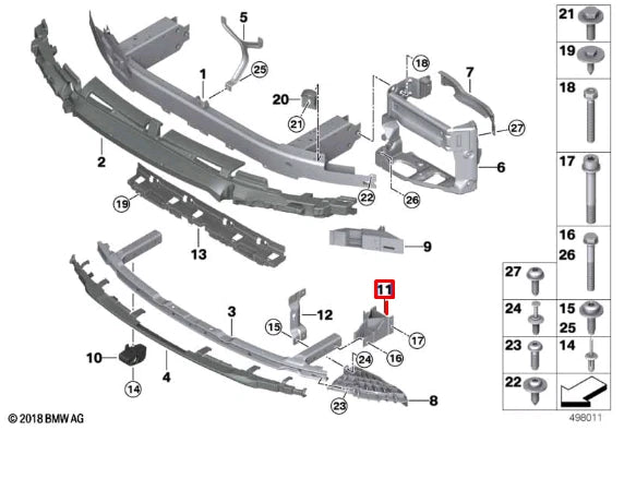 NEW BMW 7 G12 FRONT BUMPER RIGHT ADAPTER 51647357218 ORIGINAL