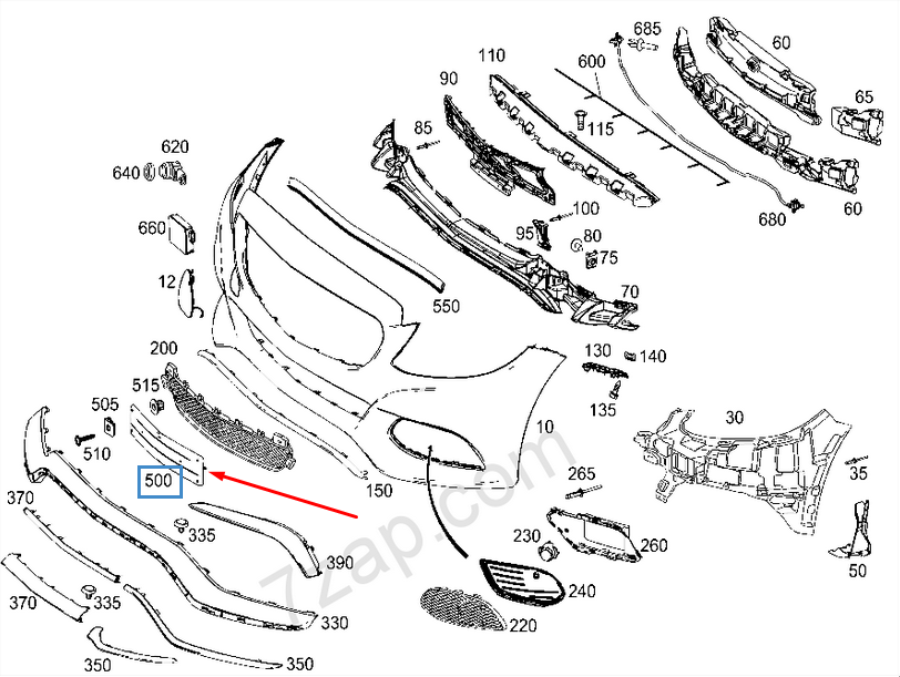 NEW MB C-CLASS W205 FRONT BUMPER LICENSE NUMBER PLATE A2058801144 2015 ORIGINAL