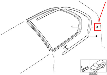 NEW BMW X5 E53 REAR RIGHT DOOR WINDOW UPPER FINISHER 8257688 51368257688