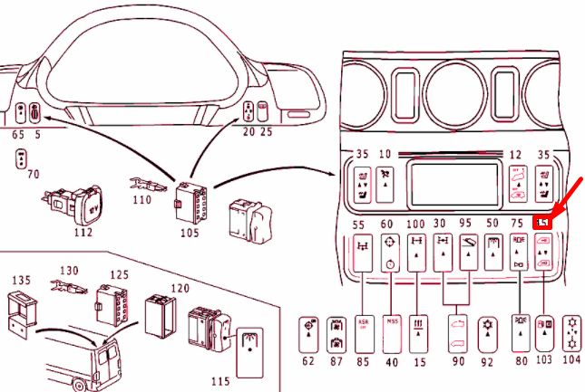 NEW MB SPRINTER W903 CENTRAL LOCKING MECHANISM SWITCH A0055453607 ORIGINAL