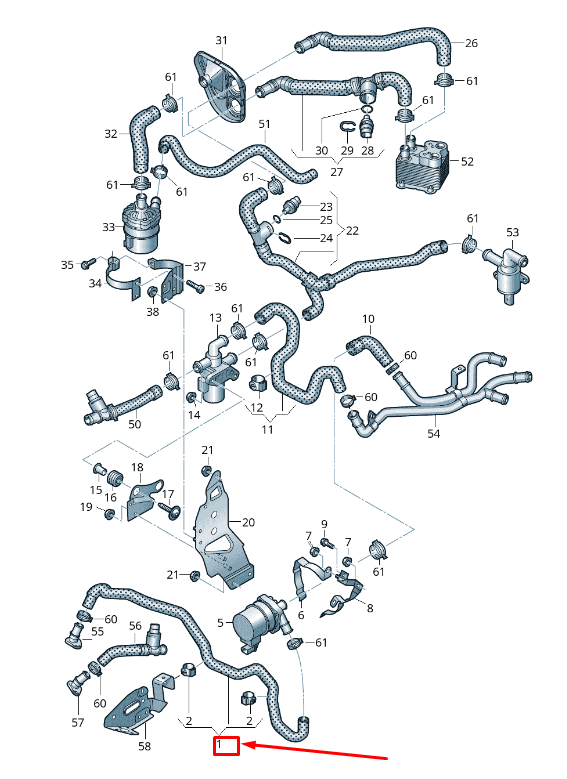 new audi q7 4m engine coolant hose 4m0145910c original