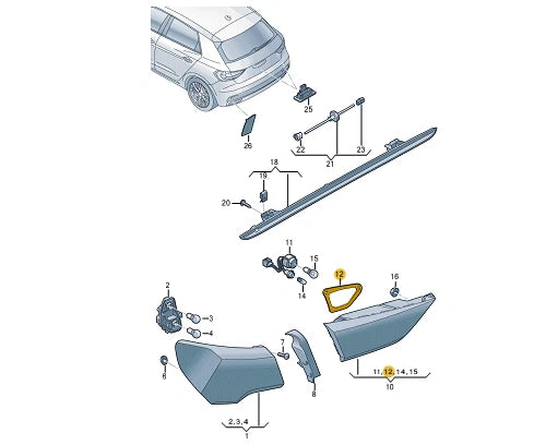 NEW AUDI A1 SPORTBACK GBA REAR LEFT TAILLIGHT SEAL 82A945197
