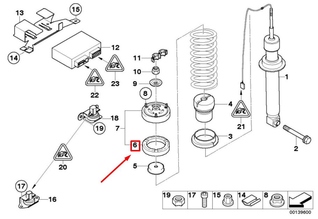 new bmw 6 e64 rear upper coil spring insulator 2282767 33532282767 original