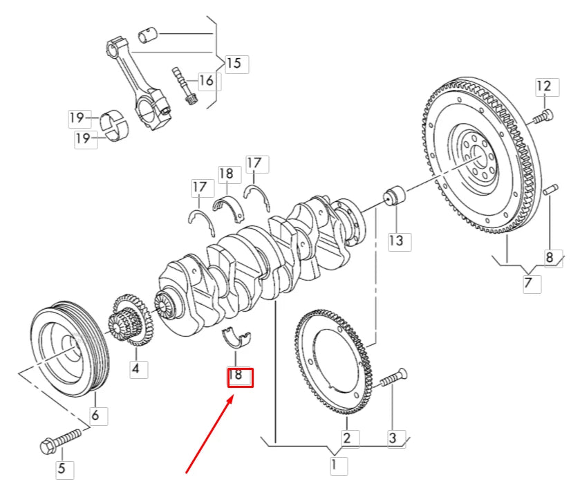 NEW AUDI A3 8P ENGINE LOWER CRANKSHAFT BEARING 06H105591JBLA ORIGINAL