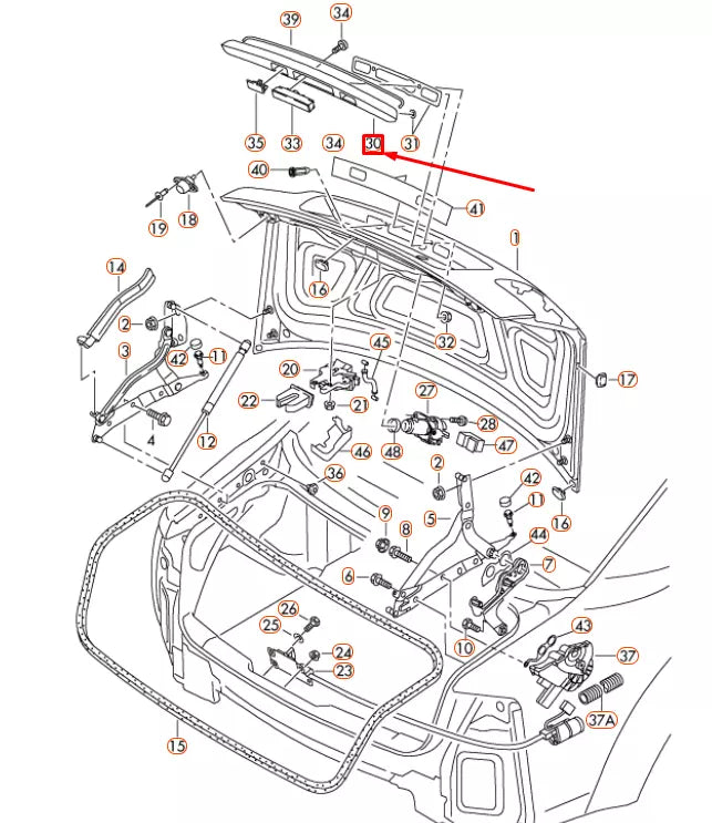NEW AUDI A8 D3 REAR LID HANDLE GRIP MOLDING 8E0827574E3FZ ORIGINAL