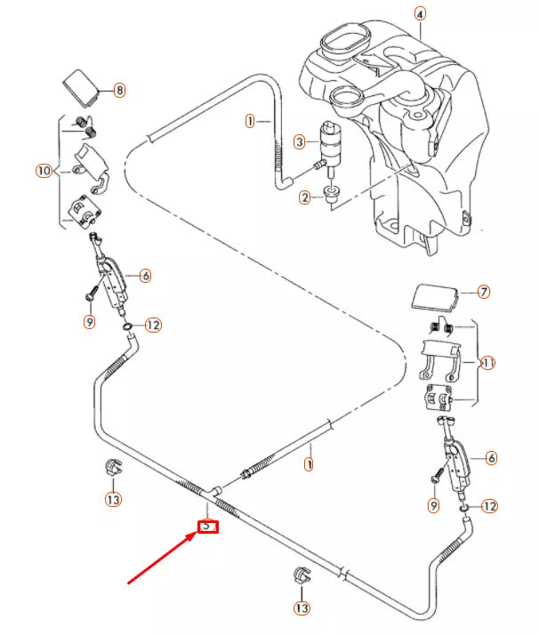 NEW AUDI A8 D3 HEADLIGHT WASHER SYSTEM CORRUGATED PIPE 4E0955974AB