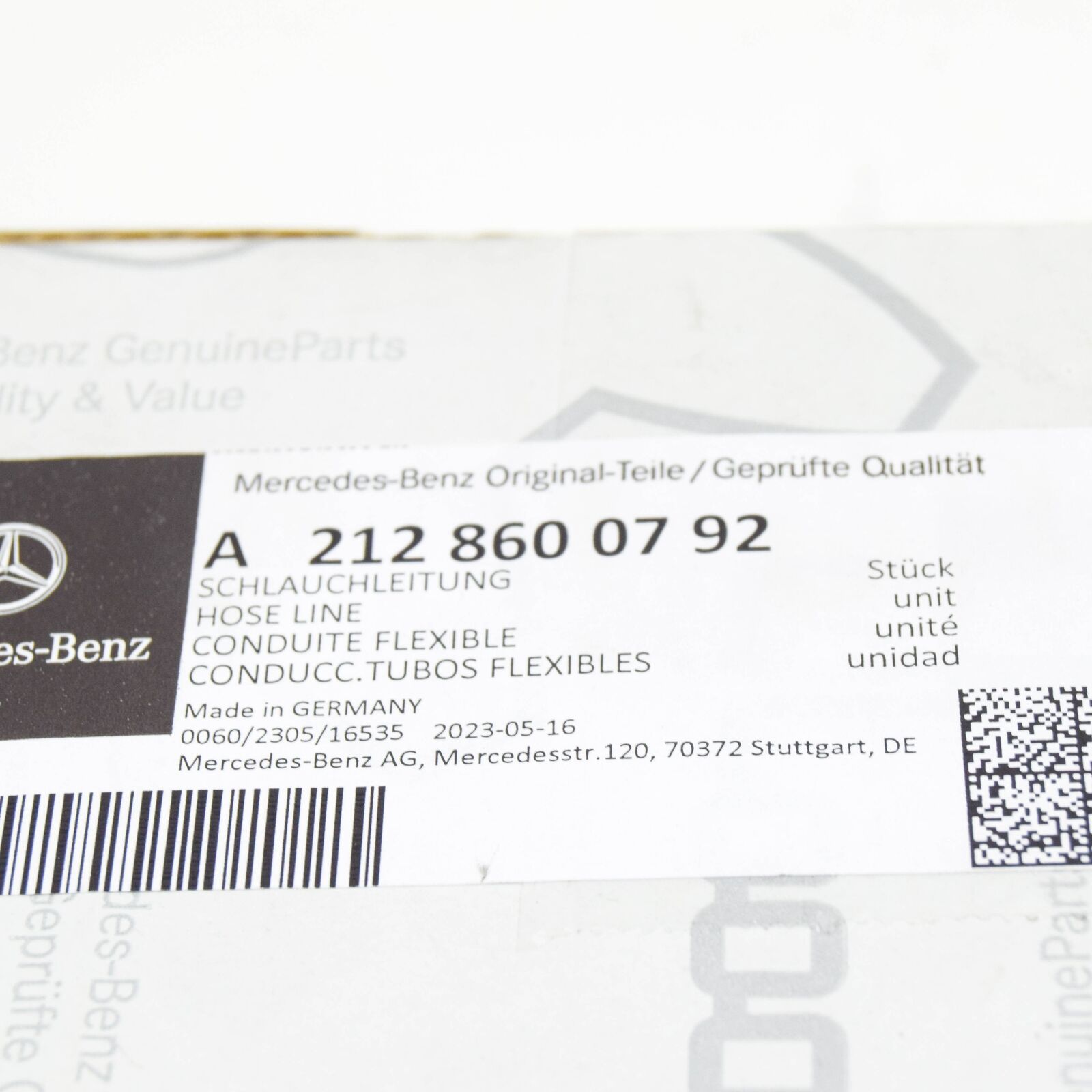 NEW MERCEDES-BENZ E W212 WASHER SYSTEM HOSE LHD A2128600792 ORIGINAL