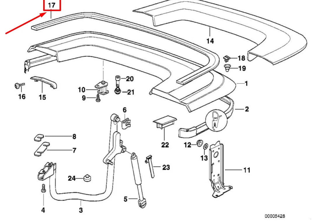 NEW BMW 3 COMPACT E36 CONVERTIBLE TOP COVER TRIM 51138132631 8132631 ORIGINAL
