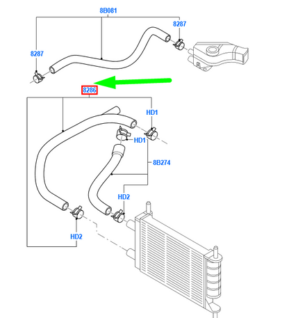 new ford ka mk1 radiator lower hose 1108090 xs51-8b273-cb original