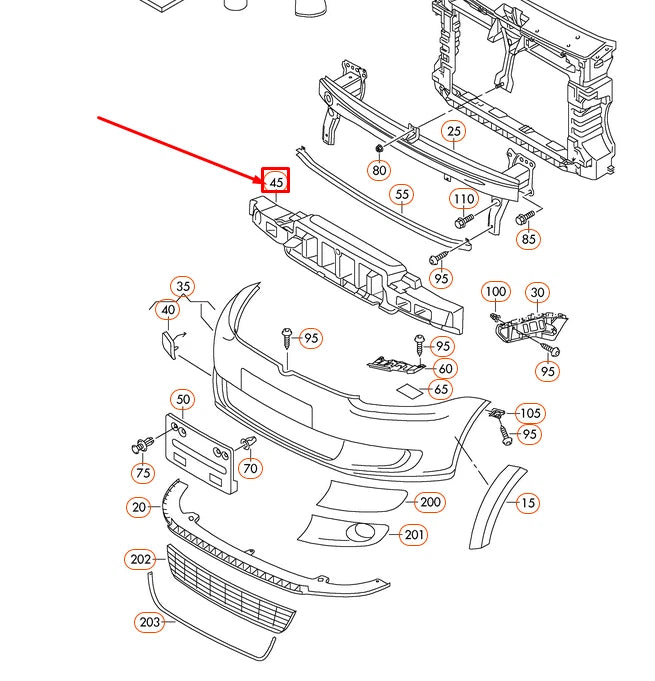 NEW VOLKSWAGEN TOURAN 1T FRONT FOAM FILLER PIECE 1T0807248K ORIGINAL