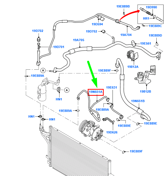 new ford focus mk2 a/c outlet tube assy 3m5h-19n601-fj 1741890 original