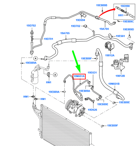 new ford focus mk2 a/c outlet tube assy 3m5h-19n601-fj 1741890 original