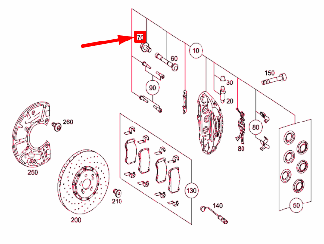 NEW MERCEDES-BENZ AMG GT C190 FRONT BRAKE CALIPER BOLT A0169900601 ORIGINAL