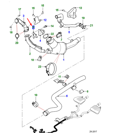 new jaguar f-pace x761 left turbo to downpipe gasket c2d43090 original