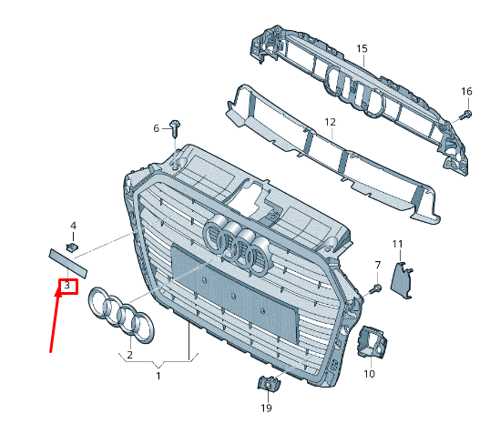 new audi a3 sportback 8v radiator grille inscription 8v0853736a2zz original