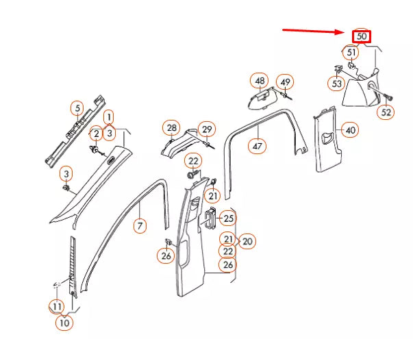 NEW VOLKSWAGEN TOUAREG 7P D-PILLAR LEFT UPPER TRIM 7P6867245YYT ORIGINAL