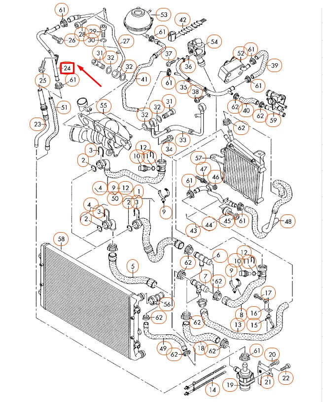 NEW AUDI A3 8P ENGINE COOLANT PIPE 1K0121070AQ ORIGINAL