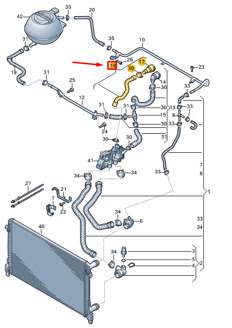 new vw caddy mk4 sb coolant hose with quick release coupling 5r3122157 original