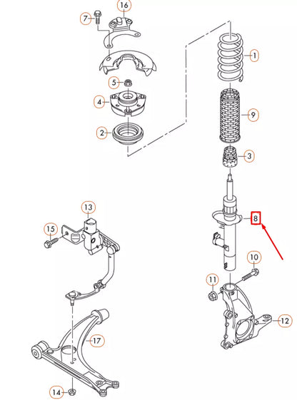 NEW VOLKSWAGEN CC FRONT GAS SHOCK ABSORBER 3C0413031D ORIGINAL