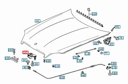 NEW MERCEDES BENZ SLK R170 HOOD SAFETY CATCH UPPER PART LHD A1708800560