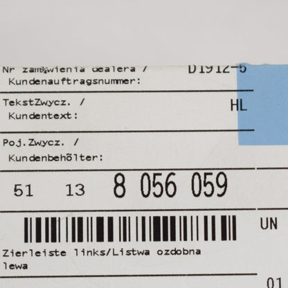 new bmw 3 f80 m front left fender moulding 51138056059 8056059 2012 original