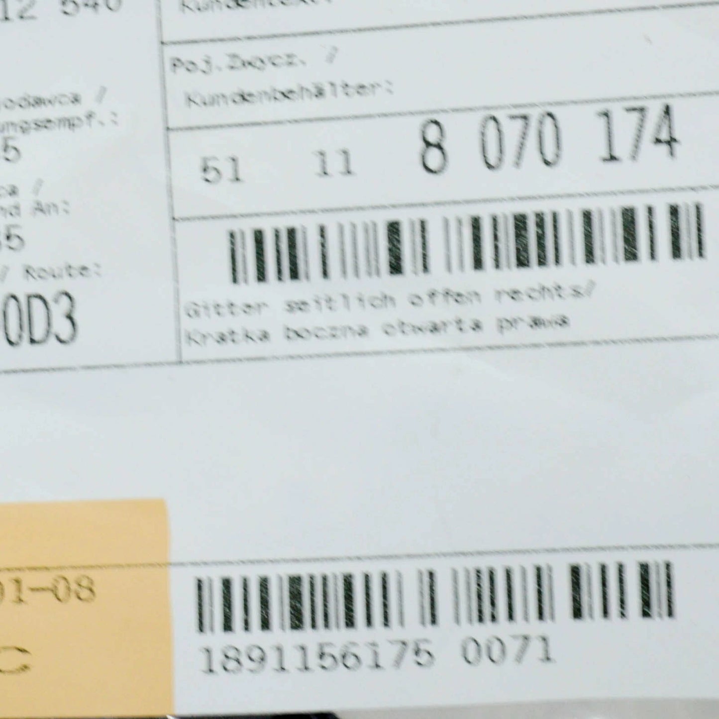 NEW BMW X5 G05 FRONT BUMPER RIGHT SIDE OPEN GRILLE 8070174 51118070174 ORIGINAL