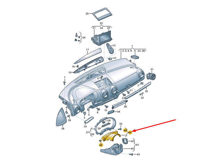 NEW AUDI A3 8V STEERING WHEEL UPPER PART TRIM LHD 8V1953491D6PS ORIGINAL