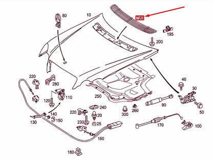 NEW MB C W203 ENGINE HOOD AIR INLET GRILLE COVER A20388019059040 ORIGINAL