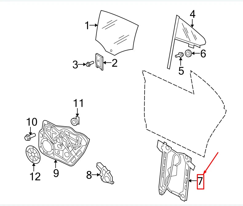 NEW VW CC 35 REAR RIGHT WINDOW REGULATOR 3C8839462M ORIGINAL