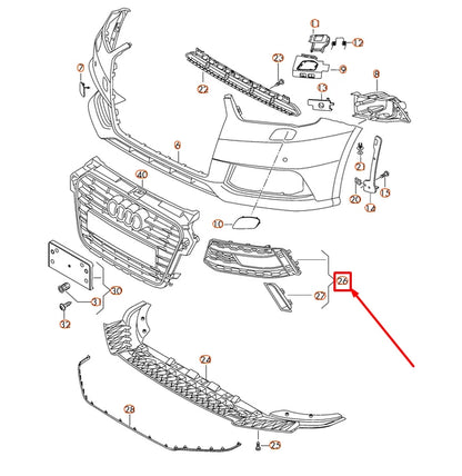 NEW AUDI A1 8X FRONT BUMPER RIGHT FOG LIGHT GRILL 8XA807648A1RR