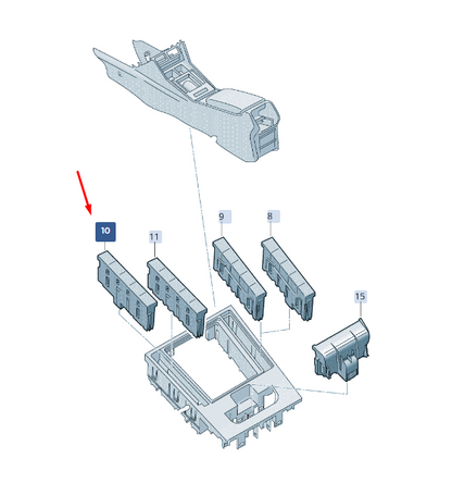 new skoda superb mk3 console left control panel lhd 3v1927238liha original