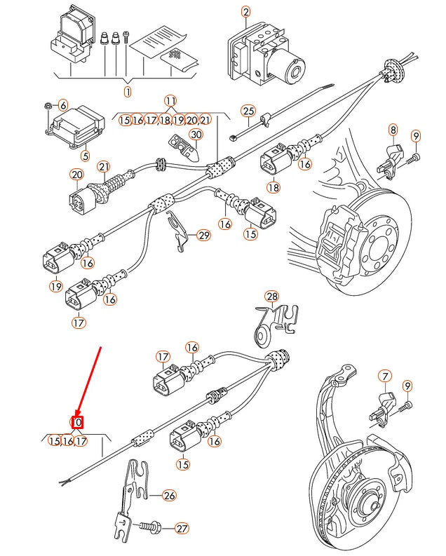 NEW AUDI A6 C7 FRONT LEFT SPEED SENSOR WIRING HARNESS 4G0972251E