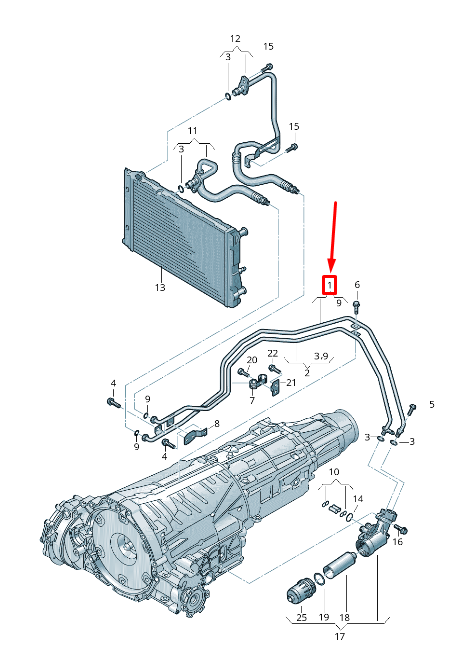 new audi a4 avant b8 gearbox oil pressure pipe 8k0317818dl original