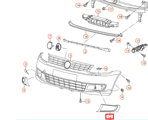 NEW VOLKSWAGEN CADDY 2K FRONT BUMPER LEFT LOWER GRILL TRIM 2K58536659B9 ORIGINAL