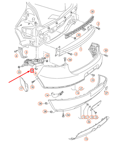 NEW VOLKSWAGEN GOLF MK5 REAR BUMPER RIGHT GUIDE PROFILE 1K6807376 ORIGINAL