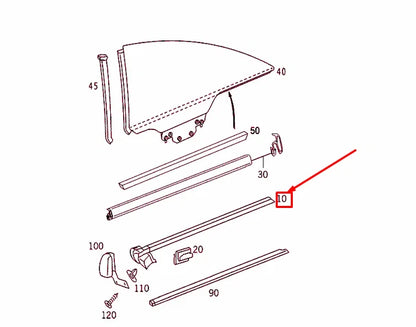NEW MB CL C215 REAR RIGHT SIDE WINDOW OUTSIDE SEALING RAIL A2156700438