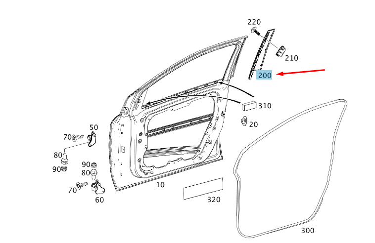 new mercedes-benz b w242 front right door b-pillar trim a2467220200 original