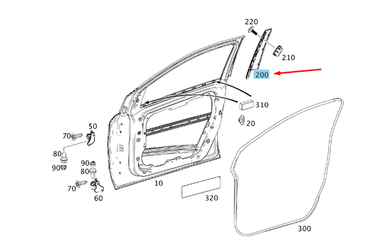 new mercedes-benz b w242 front right door b-pillar trim a2467220200 original