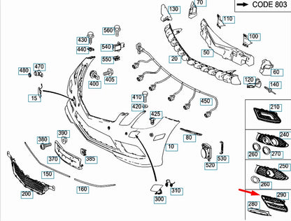 NEW MERCEDES-BENZ E-CLASS COUPE C207 FRONT LEFT GRILL A2078850753 ORIGINAL