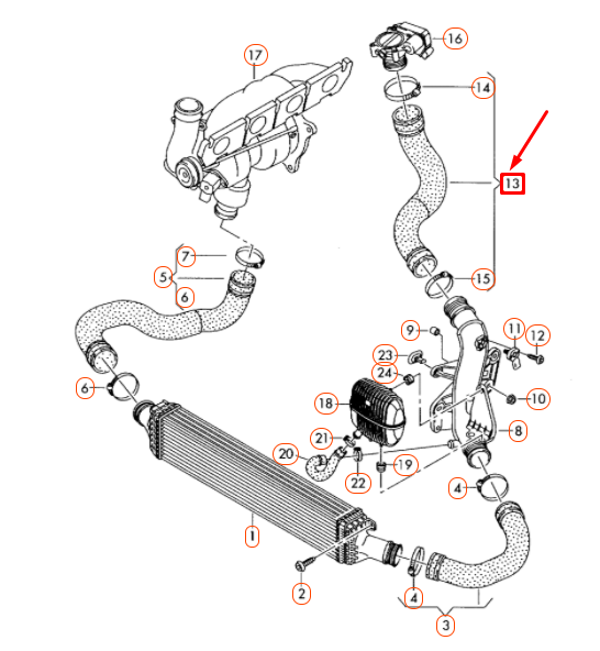 new audi a6 c7 charge air cooler pressure hose 4g0145737q original