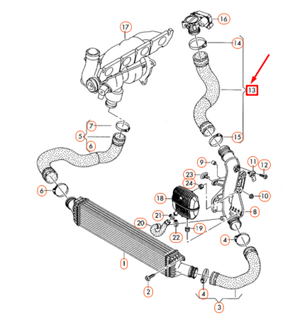 new audi a6 c7 charge air cooler pressure hose 4g0145737q original