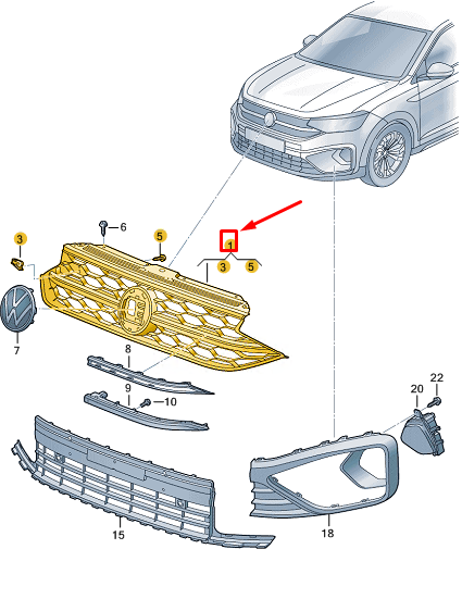 new vw taigo cs radiator grille 2g7853651mzll original