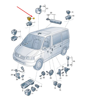 NEW VW TRANSPORTER T5 FRONT RIGHT DOOR WINDOW SWITCH LHD 7E0959855D9B9