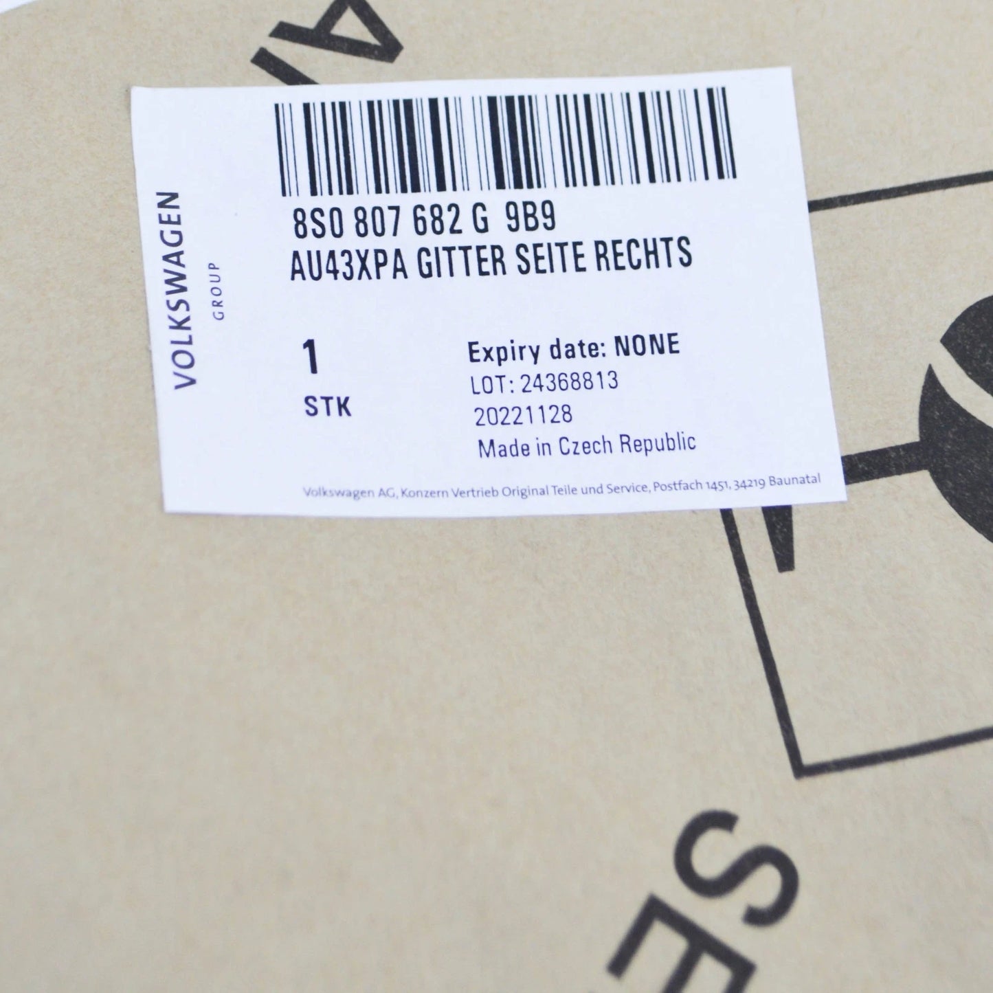 NEW AUDI TT FV FRONT BUMPER RIGHT AIR GUIDE GRILLE 8S0807682G9B9 ORIGINAL