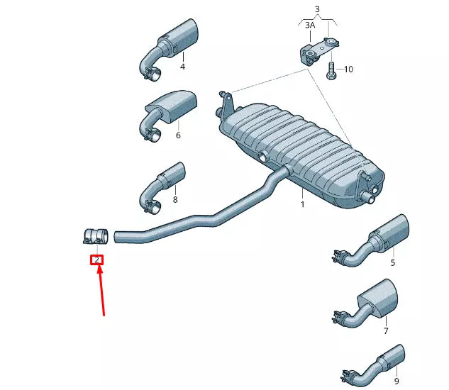 NEW VW TOUAREG 7P MK2 REAR SILENCER DUAL CLIP 1K0253141AF