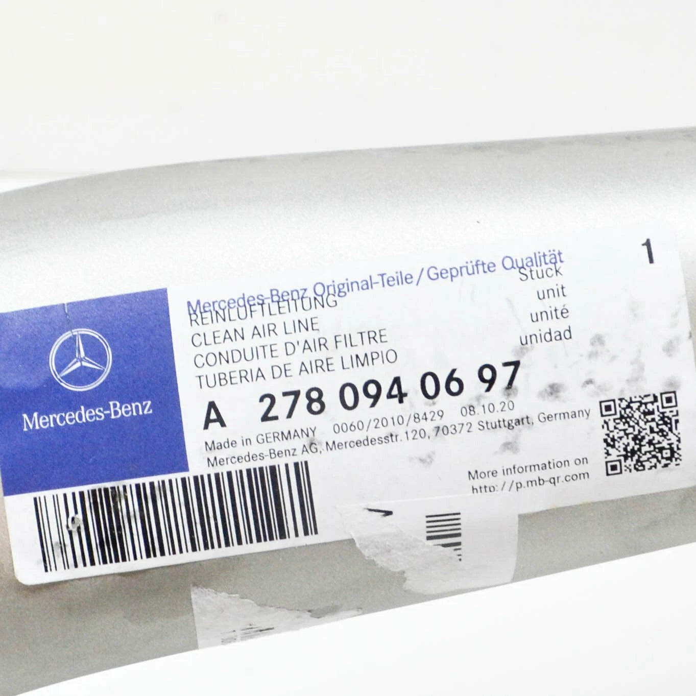 NEW MERCEDES-BENZ GLE W166 RIGHT AIR CLEAN TUBE A2780940697 ORIGINAL