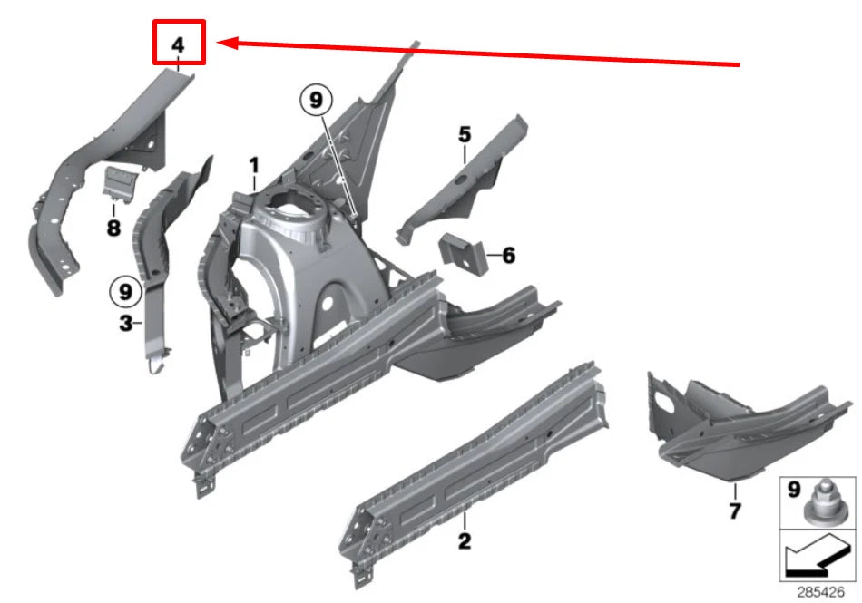 NEW BMW F25 LEFT WHEEL ARCH OUTSIDE SUPPORT CARRIER 41117376619 7376619 ORIGINAL